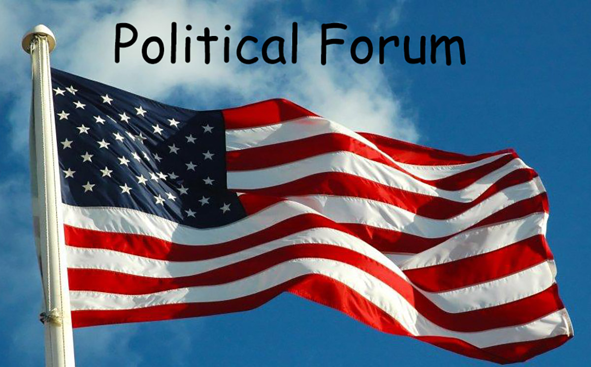 American flag in background with the words Political Forum